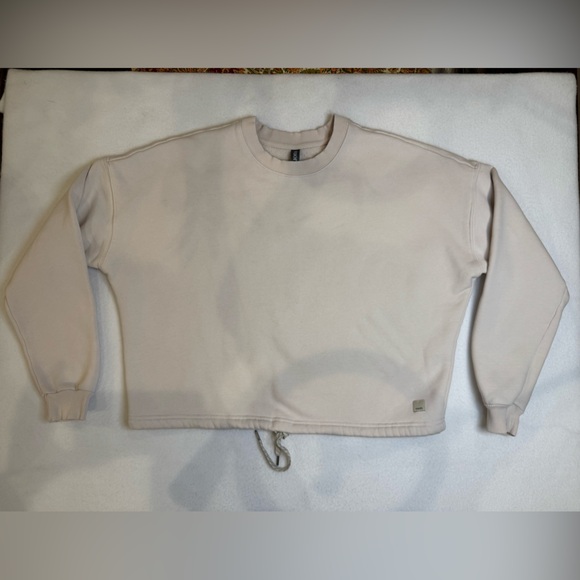 Vuori Restore Cropped Drawstring Light Pink  Crewneck Sweatshirt Sz Medium - Picture 2 of 9